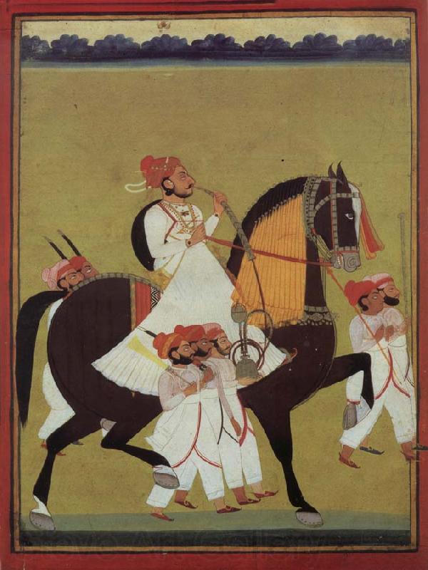 unknow artist India Kumbhawat Kesari Singh to Prerd, a hookah smoking and accompanies of its servant shafts, Jodhpur Spain oil painting art